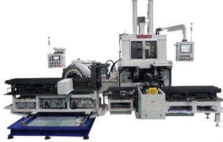 Dong Il DCF-Auto counter-flow line with a loading conveyor on each side and a large drum unit at the front left