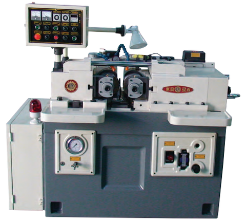 Dong Il DIR-15 2-die thread rolling machine with grey base, control panel on top and two roll dies at the center